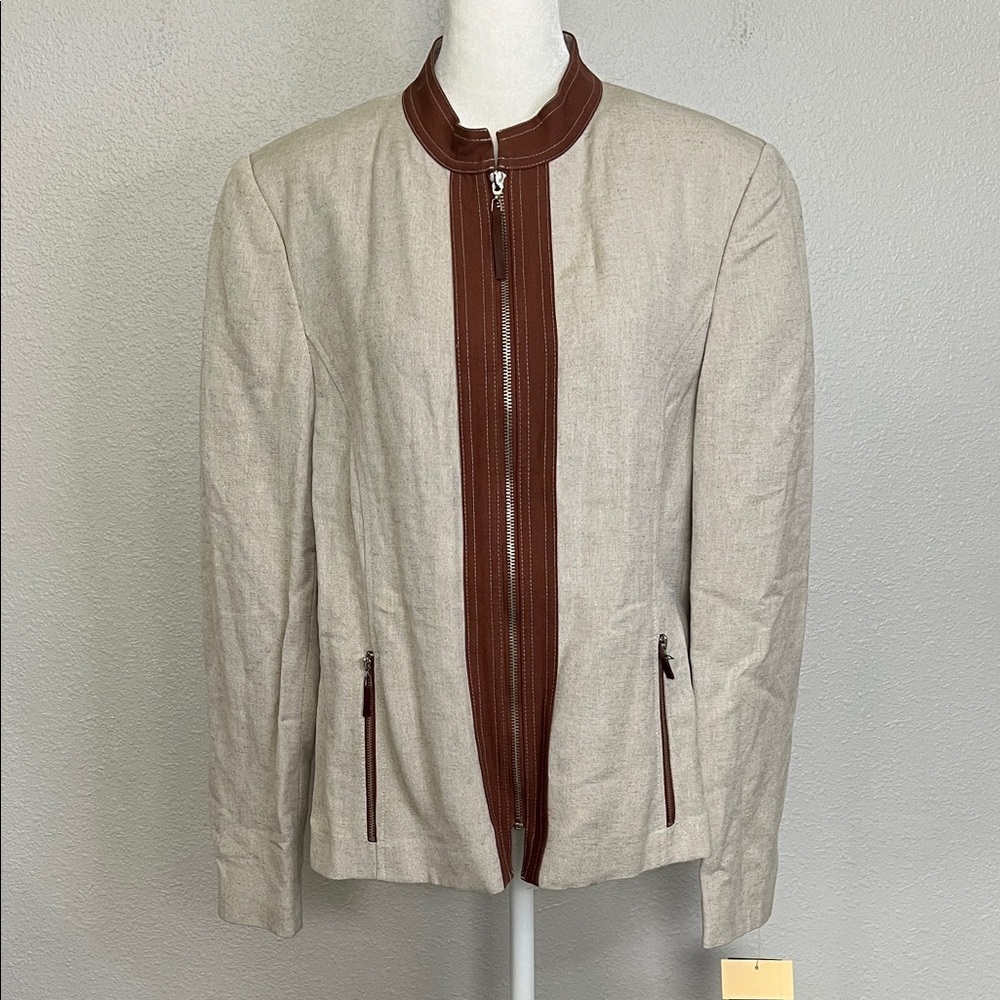 Harve Benard Twill Blazer Beige EU Size 14/US 10 NWT *Flaw